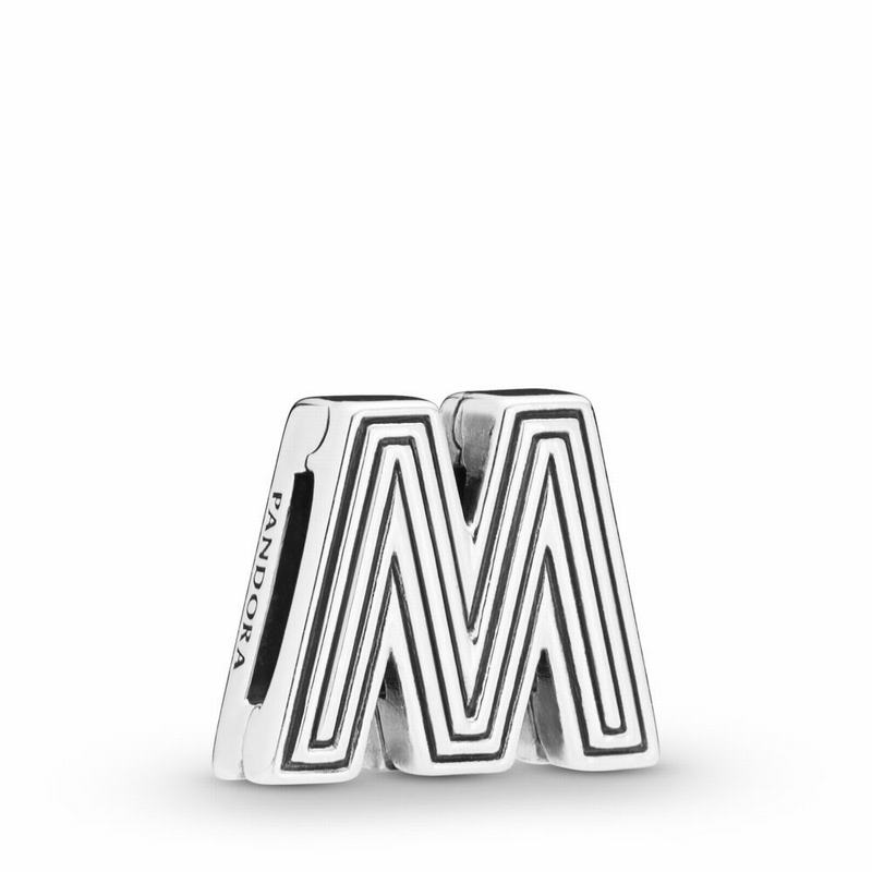 Pandora Reflexions™ Letter M Clip Charm Ireland - Sterling Silver/Silicone - 184520XUQ